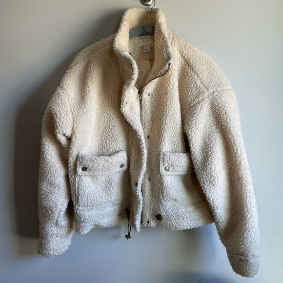 Forever 21 Jackets & Blazers - Creamy Sherpa Semi-Cropped Bomber Jacket F21 Contemporary Size XS